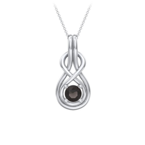 Infinity Love Knot Pendant – Sterling Silver with Smokey Quartz