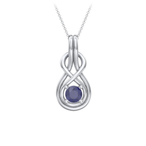 Infinity Love Knot Pendant – Sterling Silver with Blue Sapphire