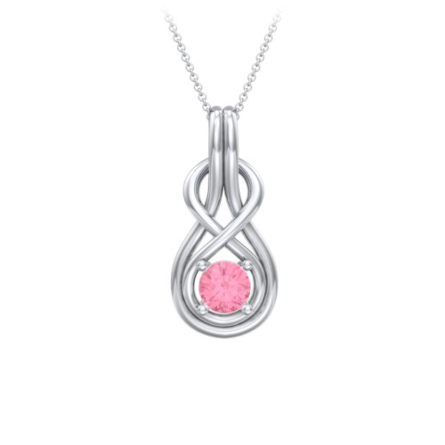 Infinity Love Knot Pendant – Sterling Silver with Pink Tourmaline