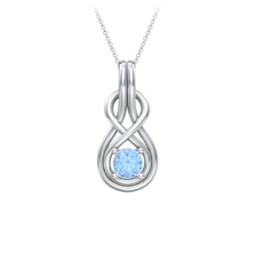 Infinity Love Knot Pendant – Sterling Silver with Blue Topaz