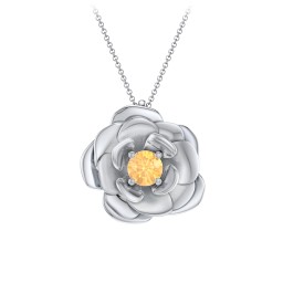 Flourishing Rose Pendant in 925 Sterling Silver with Citrine