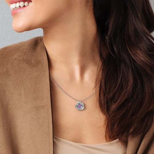 Flourishing Rose Pendant – Sterling Silver with Smokey Quartz
