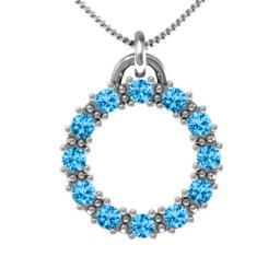 Circle of Life Pendant in 925 Sterling Silver with Blue Topaz