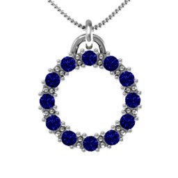 Circle of Life Pendant in 925 Sterling Silver with Blue Sapphire