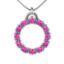 Circle of Life Pendant in 925 Sterling Silver with Pink Tourmaline