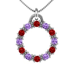 Circle of Life Pendant in 925 Sterling Silver with Garnet and Amethyst