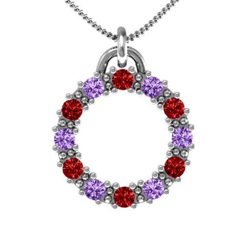 Circle of Life Pendant – Sterling Silver with Garnet and Amethyst