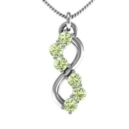 Six Stone Infinity Pendant in 925 Sterling Silver with Peridot