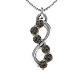 Six Stone Infinity Pendant in 925 Sterling Silver with Smokey Quartz