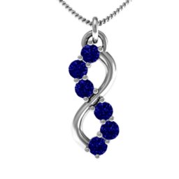 Six Stone Infinity Pendant in 925 Sterling Silver with Blue Sapphire
