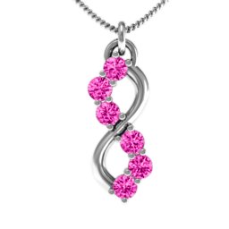 Six Stone Infinity Pendant in 925 Sterling Silver with Pink Tourmaline