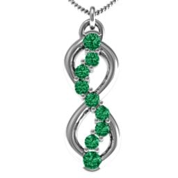 Nine Stone Infinity Pendant in 925 Sterling Silver with Emerald
