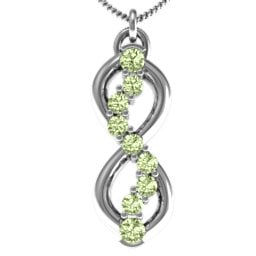 Nine Stone Infinity Pendant in 925 Sterling Silver with Peridot