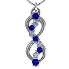 Nine Stone Infinity Pendant – Sterling Silver with Blue Sapphire and Cubic Zirconia