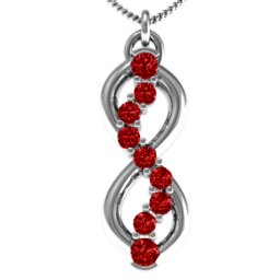 Nine Stone Infinity Pendant in 925 Sterling Silver with Garnet