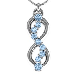Nine Stone Infinity Pendant in 925 Sterling Silver with Aquamarine
