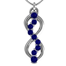 Nine Stone Infinity Pendant in 925 Sterling Silver with Blue Sapphire