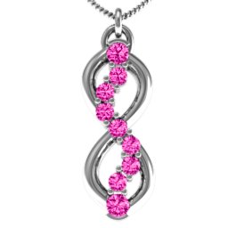 Nine Stone Infinity Pendant in 925 Sterling Silver with Pink Tourmaline