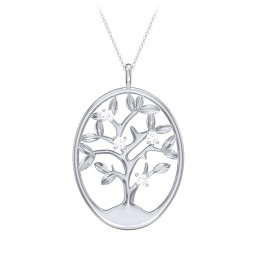 4-15 Stones Oval Family Tree Pendant