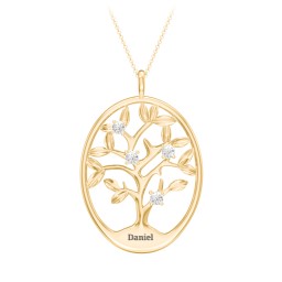 4-15 Stones Oval Family Tree Pendant
