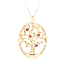 4-15 Stones Oval Family Tree Pendant