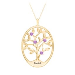 4-15 Stones Oval Family Tree Pendant