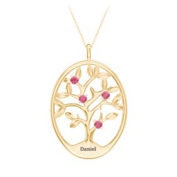 4-15 Stones Oval Family Tree Pendant