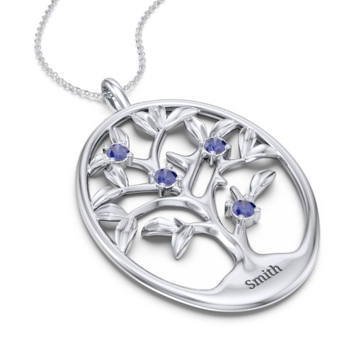4-15 Stones Oval Family Tree Pendant
