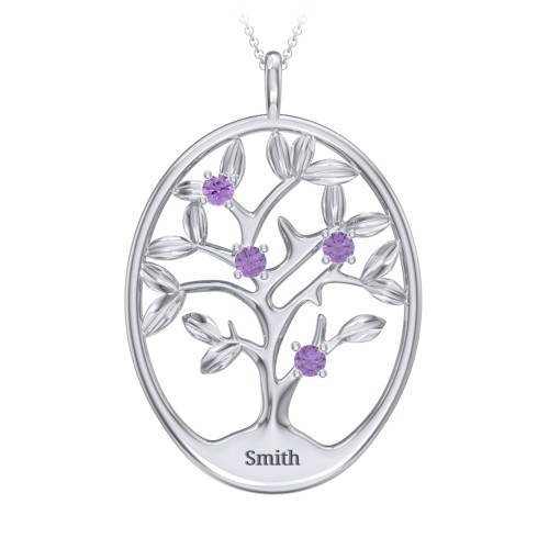4-15 Stones Oval Family Tree Pendant