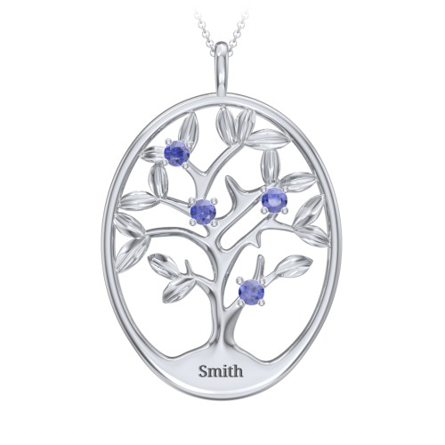 4-15 Stones Oval Family Tree Pendant