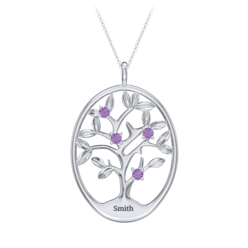 4-15 Stones Oval Family Tree Pendant
