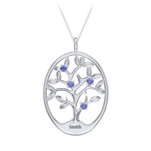 4-15 Stones Oval Family Tree Pendant