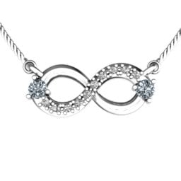 Double Stone Horizontal Infinity Pendant with Accents