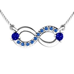 Double Stone Horizontal Infinity Pendant with Accents