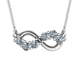 Horizontal Infinity Pendant with 6 Stones in 925 Sterling Silver with Diamond, Blue Sapphire, Smokey Quartz, Cubic Zirconia, Garnet, Ruby, and Peridot