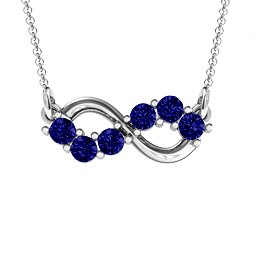 Horizontal Infinity Pendant with 6 Stones in 925 Sterling Silver with Blue Sapphire, Smokey Quartz, Cubic Zirconia, Garnet, Ruby, and Peridot