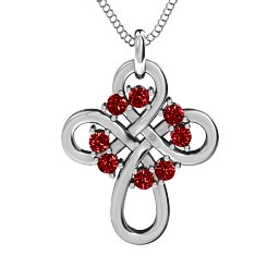 Contemporary Celtic Cross Pendant in 925 Sterling Silver with Garnet