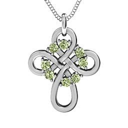 Contemporary Celtic Cross Pendant in 925 Sterling Silver with Peridot