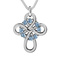 Contemporary Celtic Cross Pendant in 925 Sterling Silver with Aquamarine