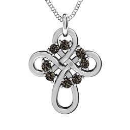 Contemporary Celtic Cross Pendant in 925 Sterling Silver with Smokey Quartz