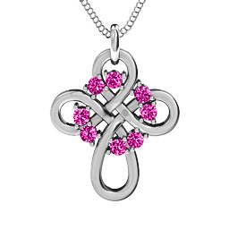 Contemporary Celtic Cross Pendant in 925 Sterling Silver with Pink Tourmaline