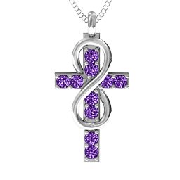 Infinity Cross Pendant in 925 Sterling Silver with Amethyst