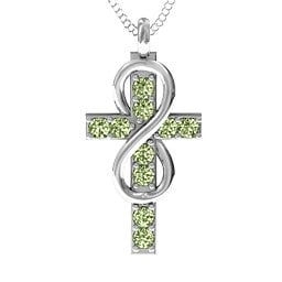 Infinity Cross Pendant in 925 Sterling Silver with Peridot