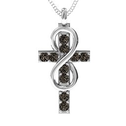 Infinity Cross Pendant in 925 Sterling Silver with Smokey Quartz