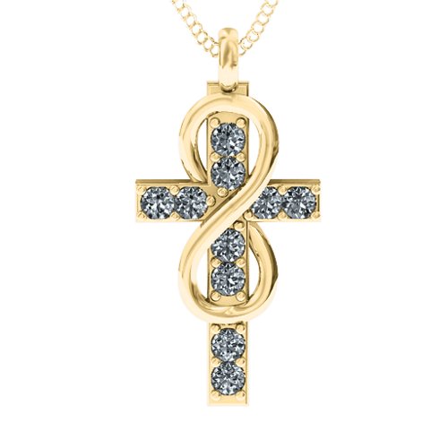Infinity Cross Pendant – 10K Yellow Gold with Cubic Zirconia