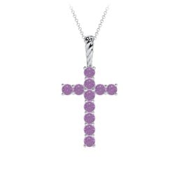 Classic Encrusted 3mm Round Cross Pendant