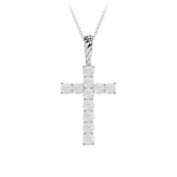 Classic Encrusted 3mm Round Cross Pendant