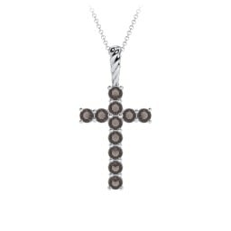Classic Encrusted 3mm Round Cross Pendant