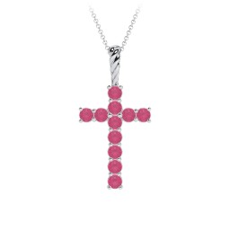 Classic Encrusted 3mm Round Cross Pendant