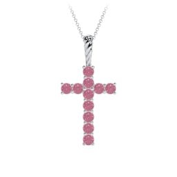 Classic Encrusted 3mm Round Cross Pendant